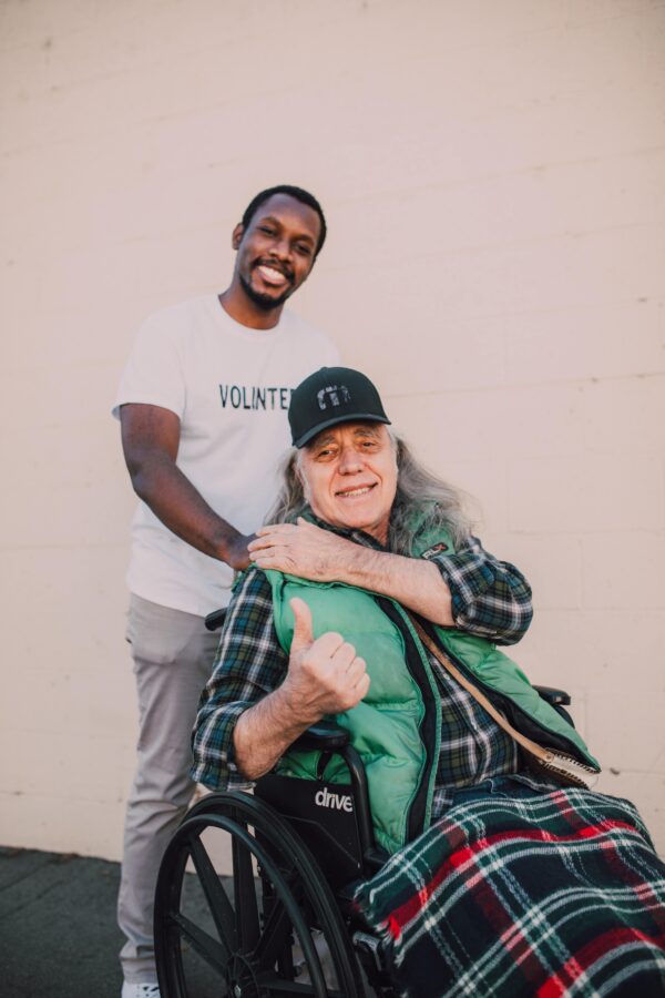 Elderly man in wheelchair